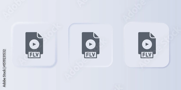 Fototapeta Grey FLV file document video file format. Download flv button icon isolated on grey background. FLV file symbol. Set icons in square buttons. Vector