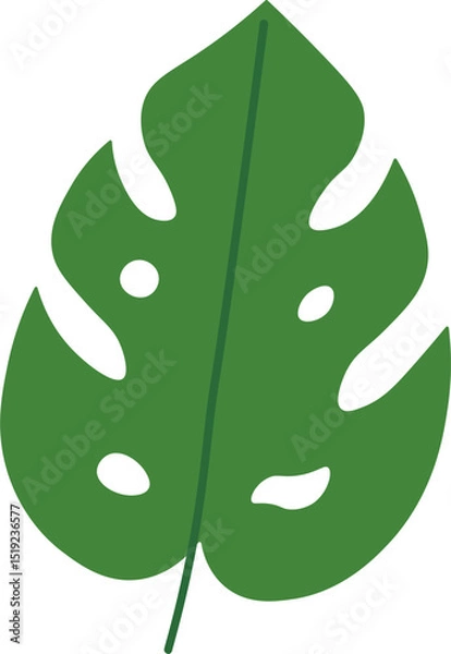 Obraz Tropical Leaf Vector Illustration - Flat Green Botanical Elements