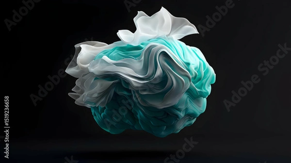 Obraz Abstract Teal And White Geometric Shape On Black Background