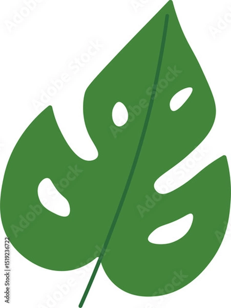 Obraz Tropical Leaf Vector Illustration - Flat Green Botanical Elements