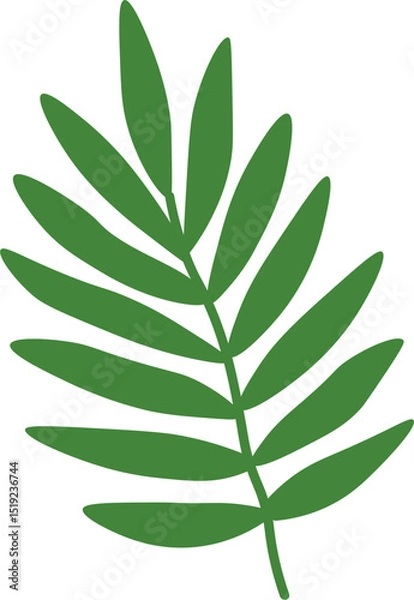 Obraz Tropical Leaf Vector Illustration - Flat Green Botanical Elements