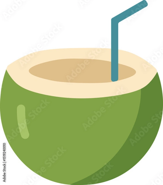 Obraz Tropical Coconut Drink Vectors - Green Coconuts Flat Design