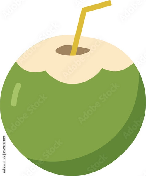 Obraz Tropical Coconut Drink Vectors - Green Coconuts Flat Design