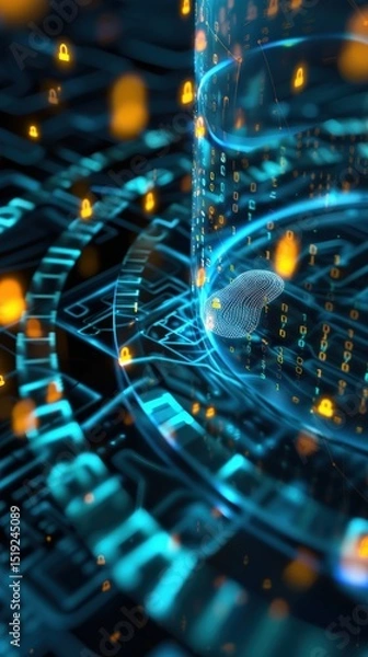 Obraz Digital security visualization cyber space infographic futuristic environment abstract view data protection concept