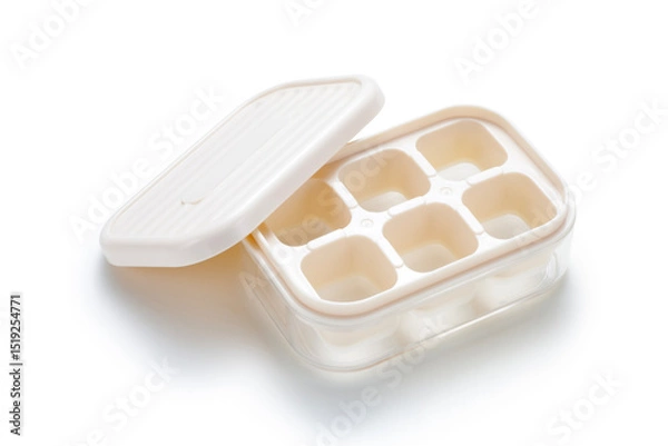 Fototapeta empty plastic ice block mold with lid on white background