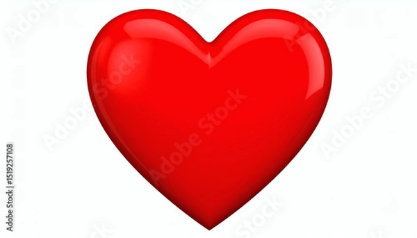 Obraz Shiny 3D red heart isolated on white background for romantic design, love symbols, and Valentine’s Day decorations