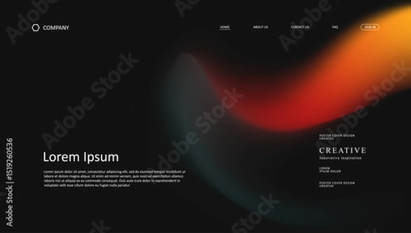 Fototapeta Abstract wave futuristic design of landing page. retro gradient mesh website design	