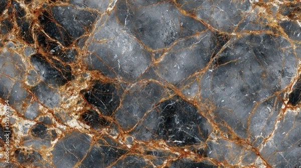 Fototapeta Highly detailed view of polished Portoro marble surface texture