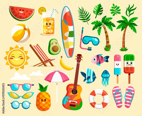 Obraz Cartoon Summer Vacation Element Collection