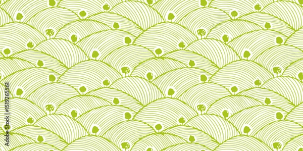 Fototapeta Pattern vineyard field farm texture background. Wine agriculture wheat rice japanese poster. Minimal abstract vineyard view. Organic grape banner label sketch design.