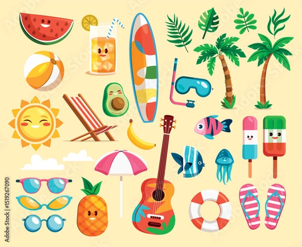 Obraz Cartoon Summer Vacation Element Collection