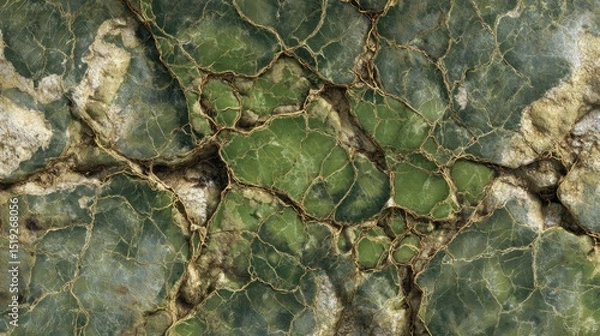 Fototapeta Highly detailed topdown view of Unakite surface with subtle cracks and veins ultrarealistic texture and lighting