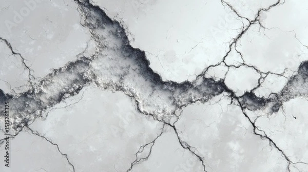 Fototapeta White fantasy granite surface with fine cracks realistic texture