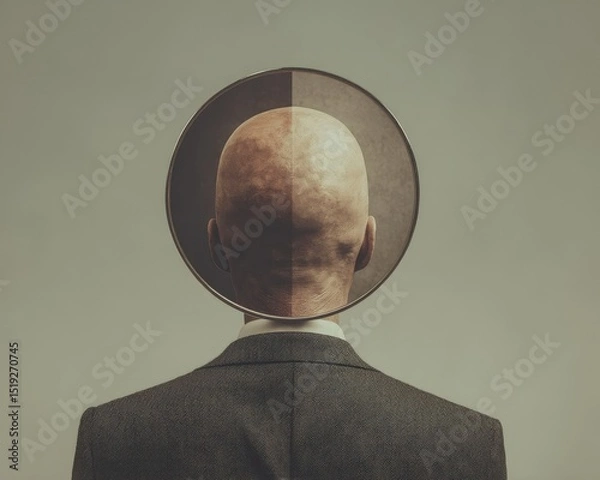 Obraz A man with a bald head wearing a hat and a suit