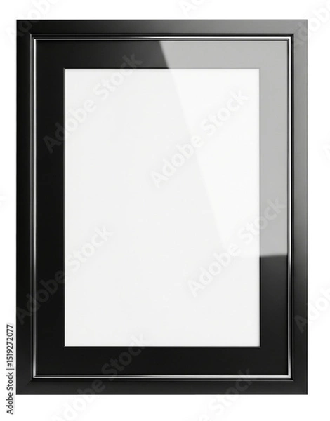 Obraz 3D black photo thin border frame with a glass centre, transparent frame template