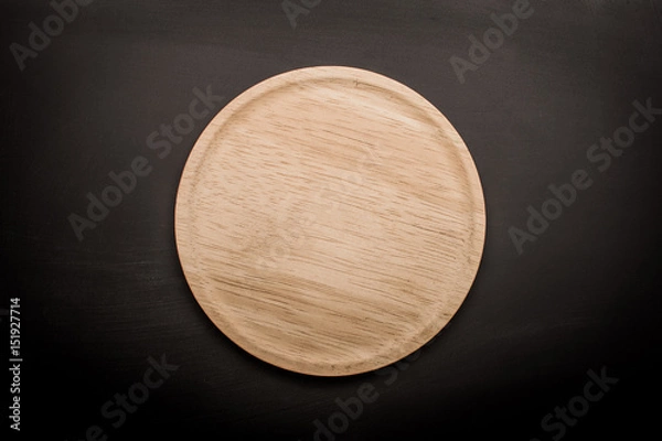 Fototapeta empty wooden plate  wood texture background can use to pizza on plate and copy space etc.;