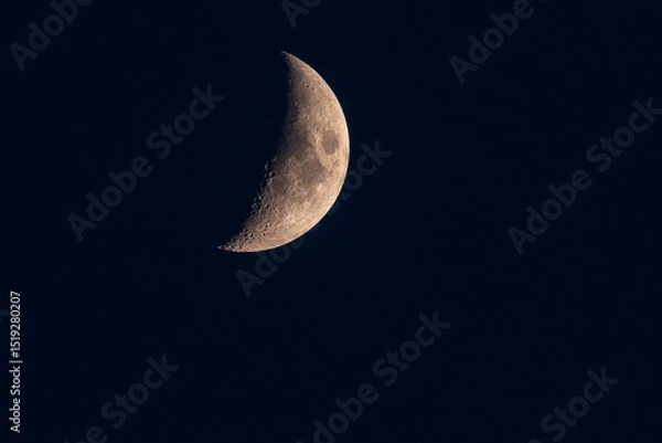 Fototapeta Detailed view of the waxing gibbous Moon against a black night sky. Surface craters and texture are clearly visible in this high-resolution astronomical photo.