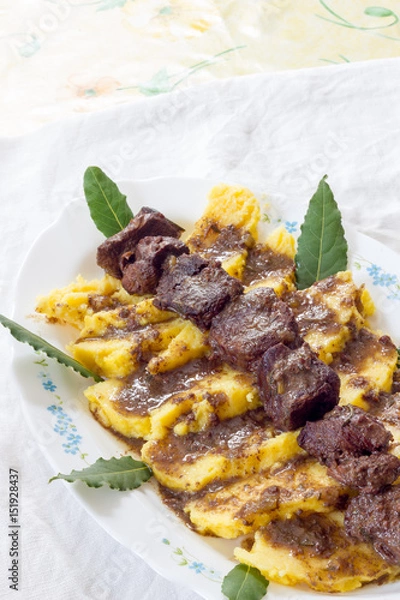 Obraz Polenta with wild boar stew