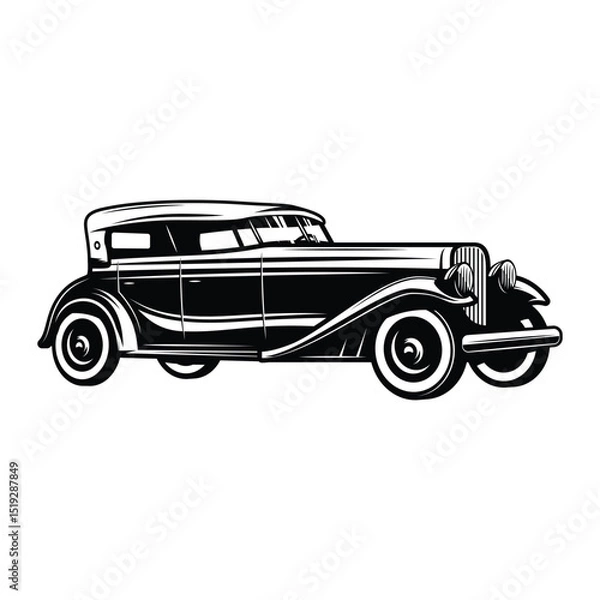 Fototapeta Car vintage classic retro silhouette icon vector illustration design on white background