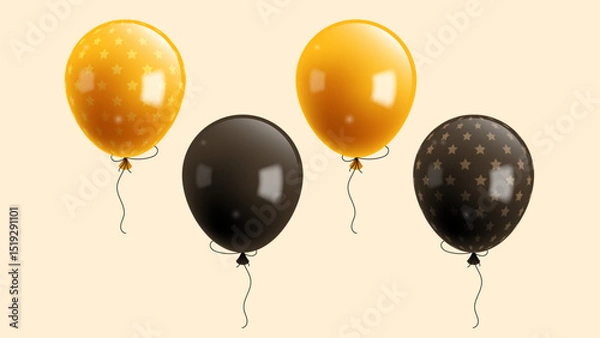 Obraz golden and black color balloons set