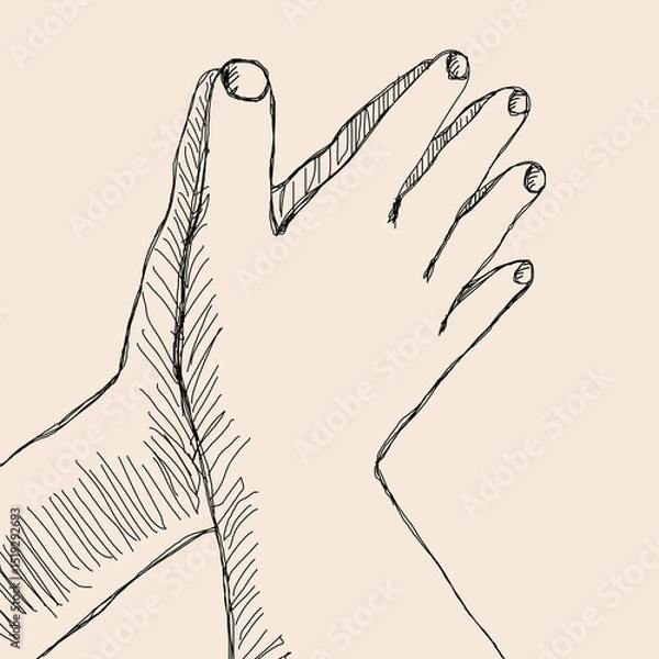 Obraz Sketch of a Hand – Minimalist Line Drawing