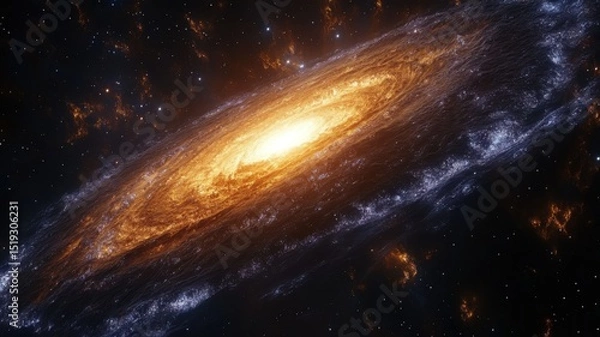 Fototapeta Vibrant Spiral Galaxy in Deep Space with Nebulae and Stars galaxy space stars vibrant spiral cosmos