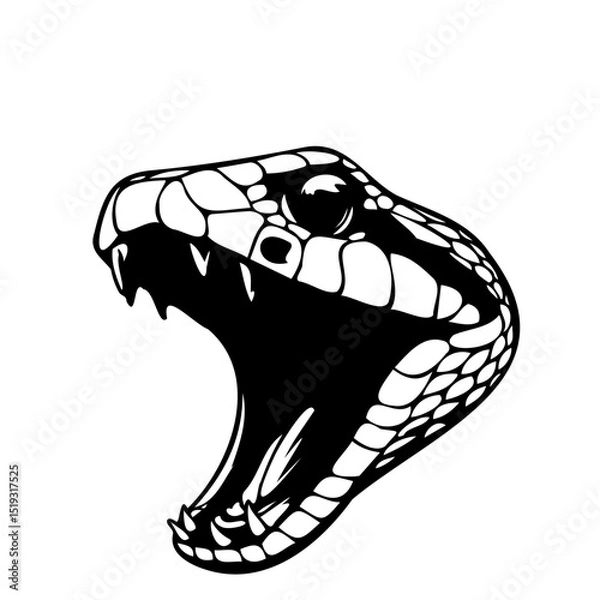 Fototapeta SVG snake head black and white vector file for printing, cutting