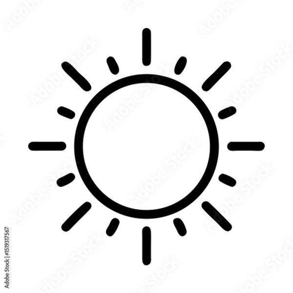 Fototapeta Sun Outline Icon – Minimal Line Weather and Energy Symbol

