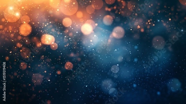 Fototapeta Abstract glowing light particles background with bokeh lights and stars