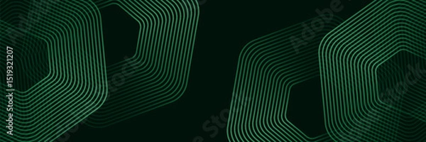 Obraz Green cyberspace hexagonal background. Hexagonal grid technology pattern. vector ilustration