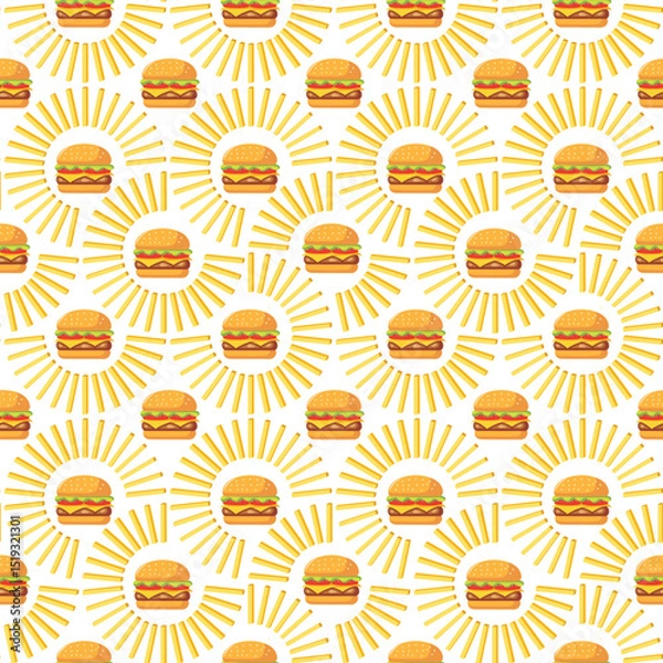 Fototapeta Delicious Fast Food Fun Seamless Background