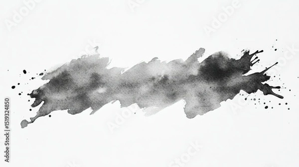 Fototapeta Abstract gray watercolor texture background with ink splatter effects and soft grunge imperfections. Low-contrast monochrome wash on paper-like surface, overhead seamless layout for antique book desig
