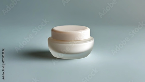 Fototapeta Luxury Beauty Product Mockup – Matte Lid Cream Jar on Soft Pastel Background