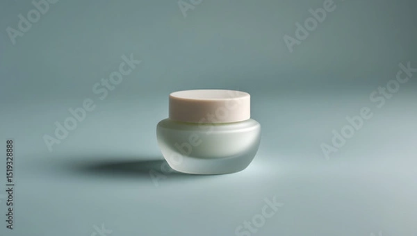 Fototapeta Small Cosmetic Cream Jar Mockup with Soft Matte Lid on Pastel Surface
