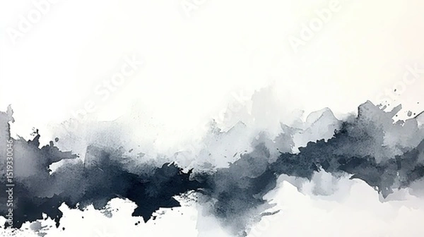 Fototapeta Abstract gray watercolor texture background with ink splatter effects and soft grunge imperfections. Low-contrast monochrome wash on paper-like surface, overhead seamless layout for antique book desig