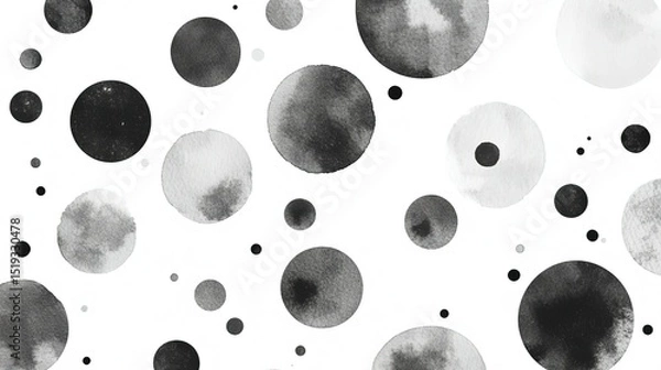 Fototapeta Abstract gray watercolor texture background with ink splatter effects and soft grunge imperfections. Low-contrast monochrome wash on paper-like surface, overhead seamless layout for antique book desig
