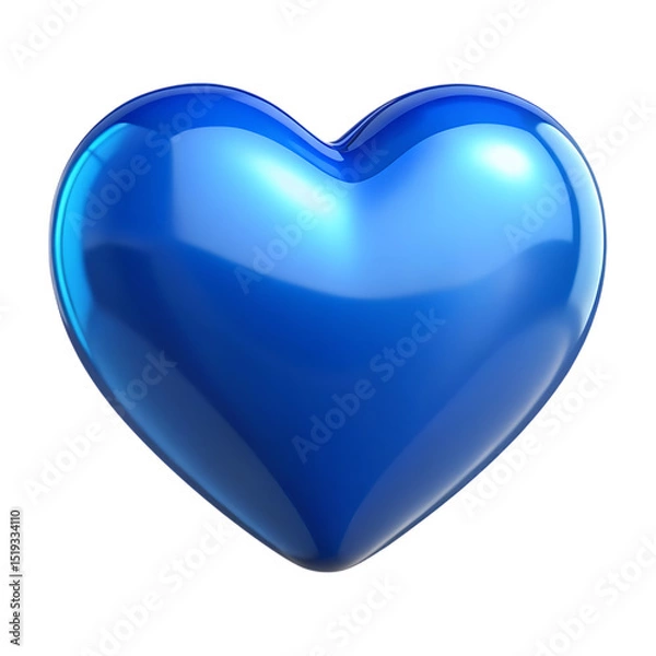 Obraz Shiny blue heart 3d render isolated on transparent background isolated on white background