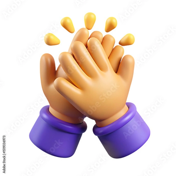 Obraz 3d cartoon hands clapping applause isolated on transparent background isolated on white background