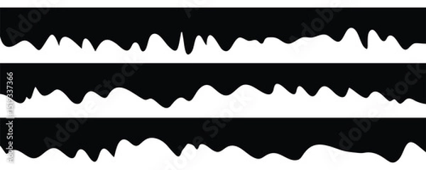 Fototapeta Scalloped edge seamless set. borders and dividers. Simple scalloped border. Repeat cute vintage frill ornament. Texture ribbons. Vector illustration isolated on white background