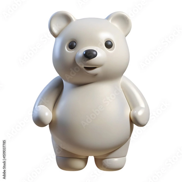 Obraz Cute cartoon polar bear 3d render isolated on transparent background isolated on white background