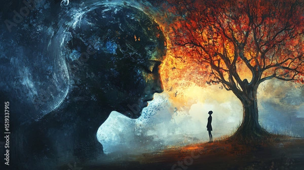 Fototapeta Artistic depiction of mental health awareness and support.