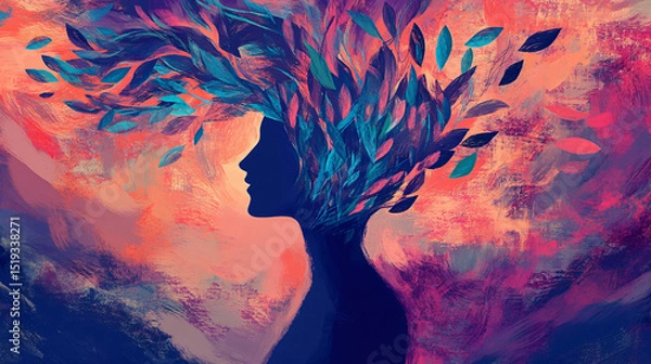 Fototapeta Artistic depiction of mental health awareness and support.