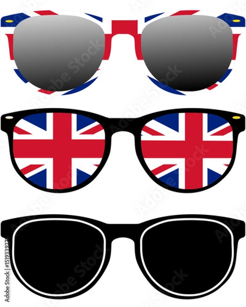 Fototapeta Sunglasses with Union Jack Flag in the lens and frame, British Patriotic graphic element