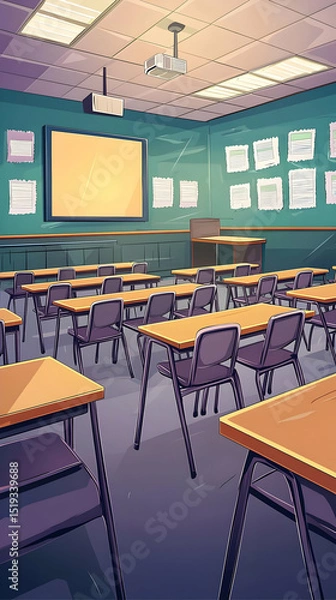Obraz Pixel Art Classroom Interior Design