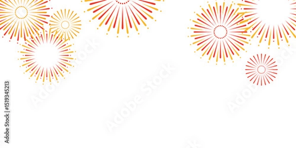 Fototapeta シンプルな打ち上げ花火のイラスト素材 ベクター 夏 お祭り イベント 白背景