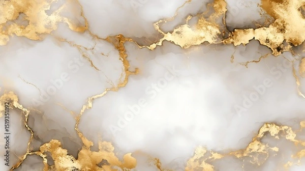 Obraz White and gold marble texture with luxurious veining, symbolizing elegance and timeless sophistication.