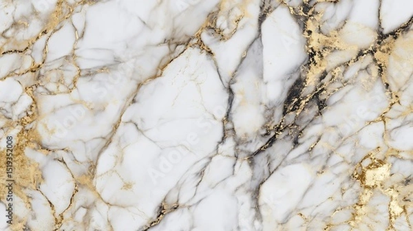 Obraz White and gold marble texture with luxurious veining, symbolizing elegance and timeless sophistication.