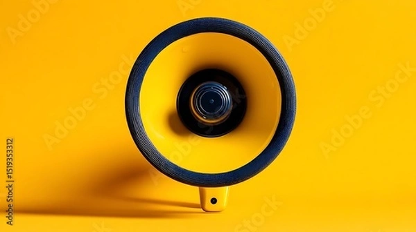 Obraz Yellow megaphone as bold communication symbol, centered on matching background. Power of clear and direct messaging.