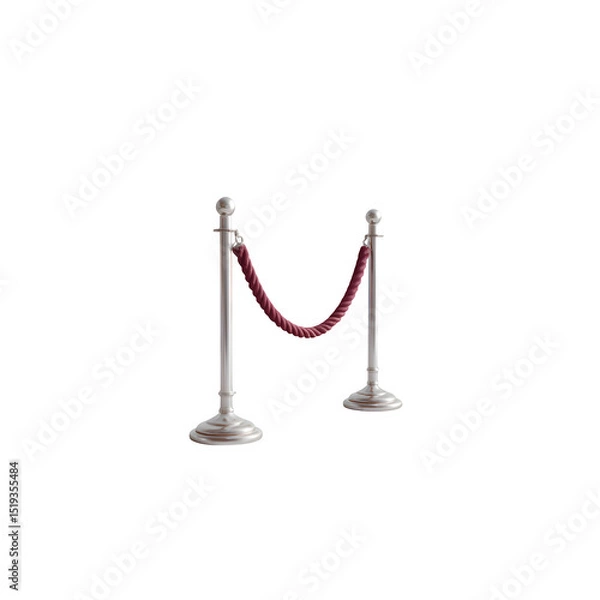 Fototapeta Velvet Rope Barrier 3d rendered Isolated on transparent background