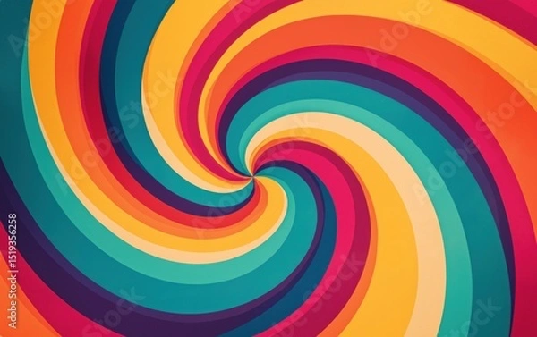 Fototapeta A vibrant retro spiral bursts with colorful bands, creating a dynamic and hypnotic visual that evokes energy and nostalgia